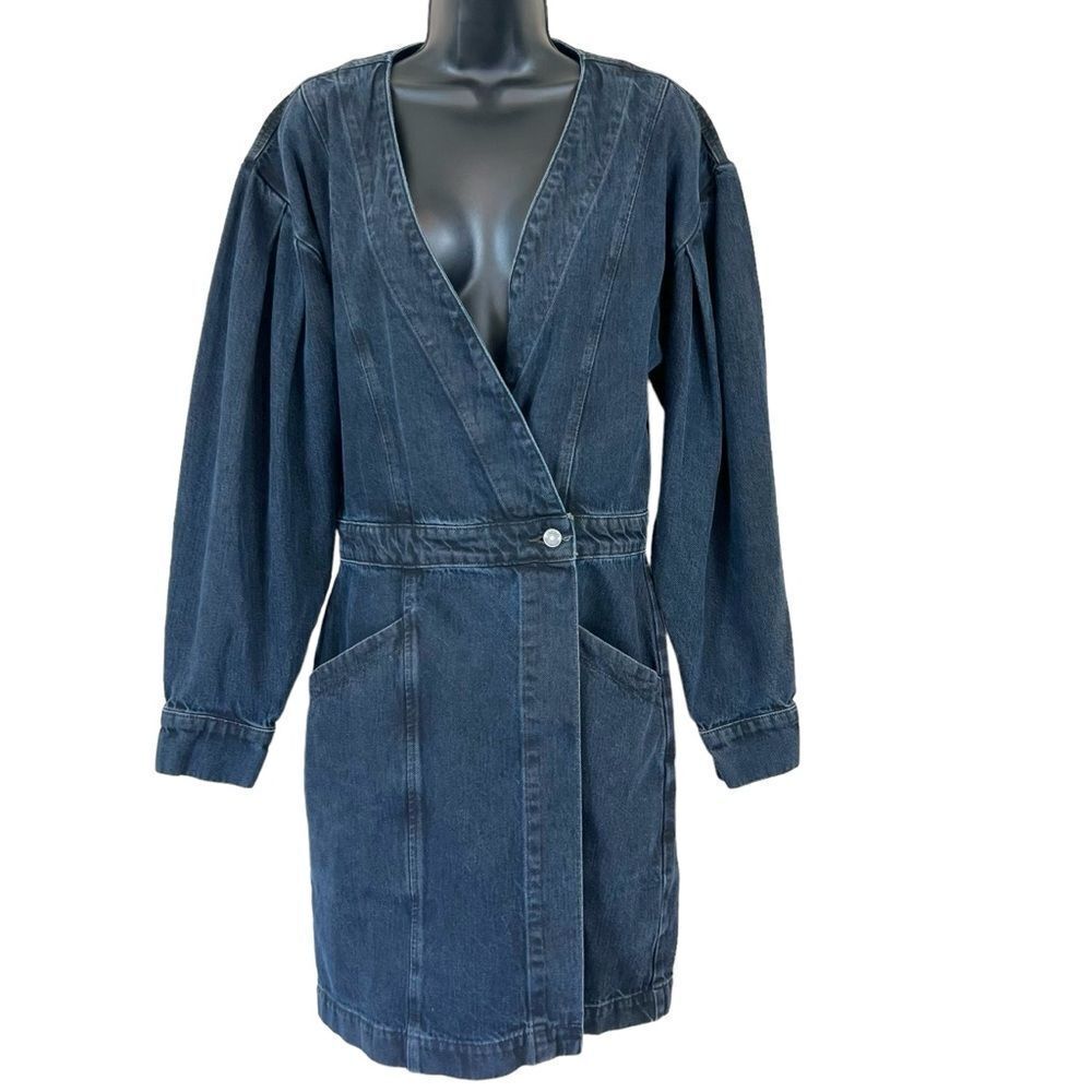 ETICA Mira Denim Wrap Dress in Black Lava